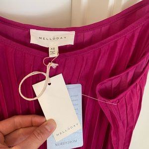 Melloday pink pleated midi dress, size XS, new with tags